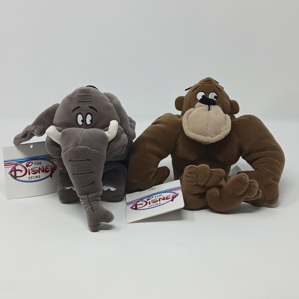 Vintage‎ Disney Store Mini 8" Bean Bag Shep & Ape George of the Jungle W/ Tags